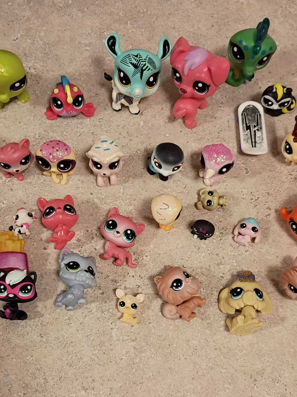 Assorted Small Pets Collectible Toy Lot - Pink, Green, Blue, Yellow